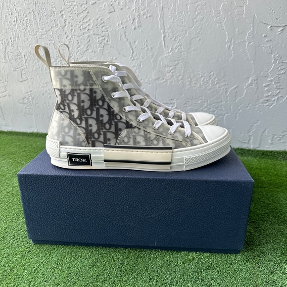 Dior Gray and White High-Top Sneakers - Picture 1 of 4